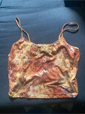 SHEIN Orange Paisley Floral Satin Cami
